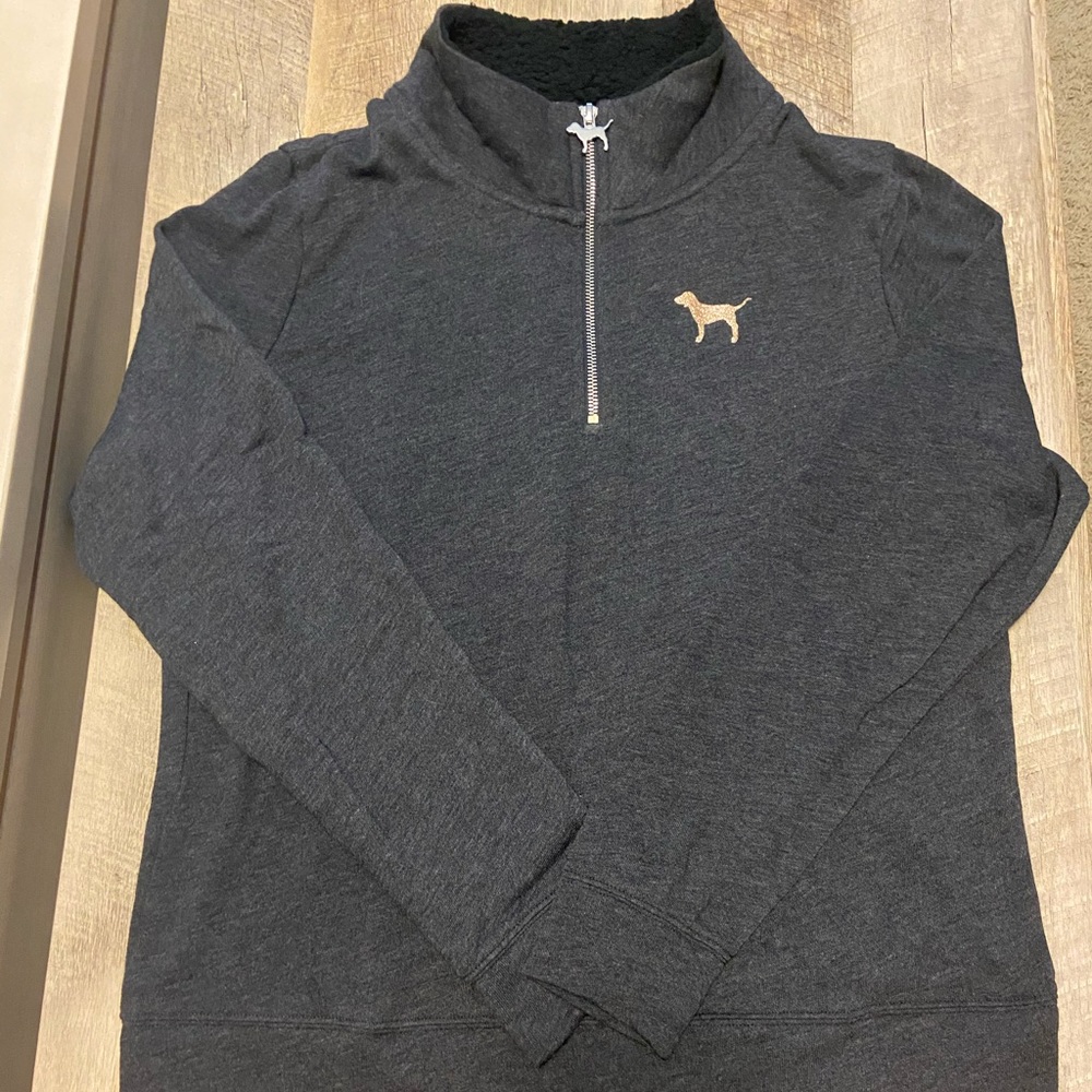 Gray PINK half zip sweater